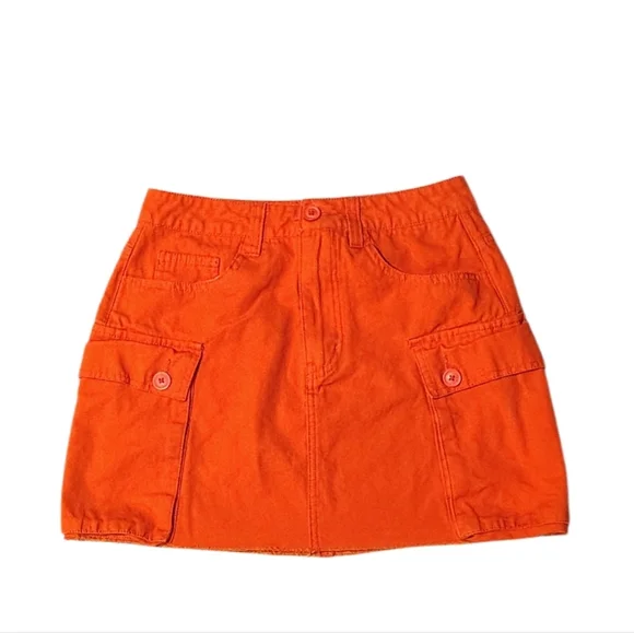 Orange Signature8 Raw Hem Mini Skirt Size Small - Picture 2 of 8